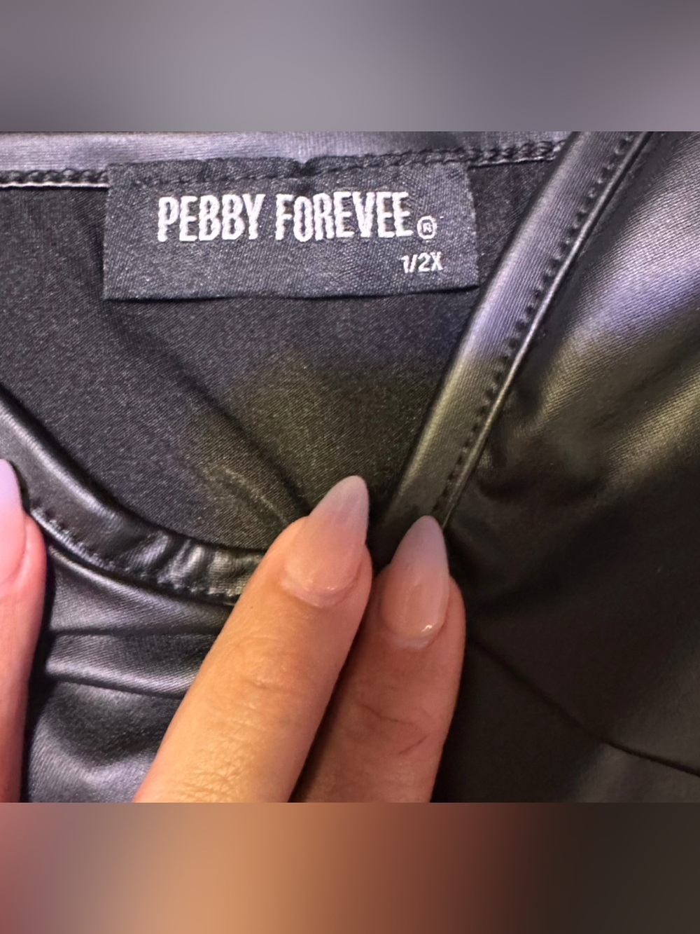 Pebby Forevee Black Faux Leather Look Brami Crop - Picture 3 of 4
